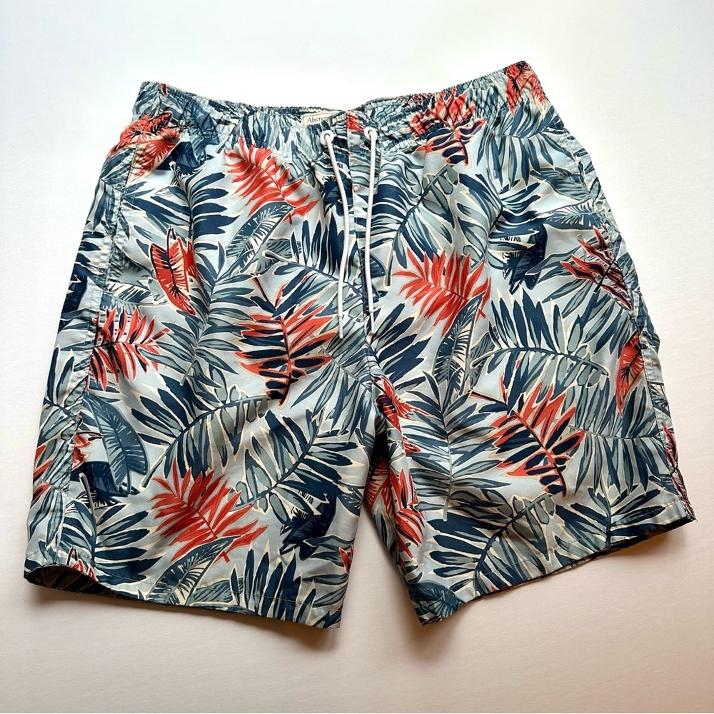 Abercrombie & Fitch Men's Tropical Swim Shorts Large Basket Liner Swimsuit 6.5”